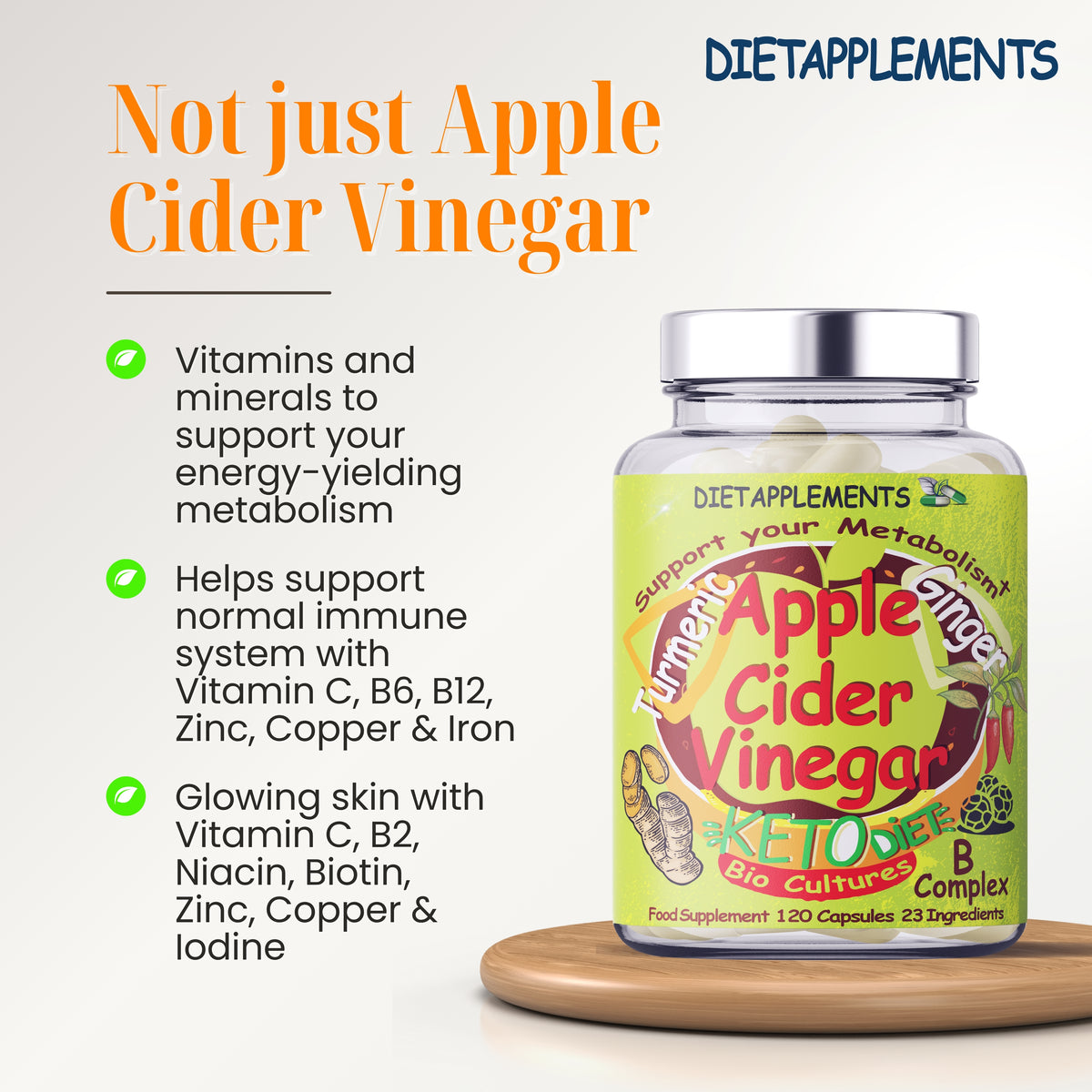 Raw Unfiltered Apple Cider Vinegar with the Mother, Vitamins & Minerals Complex