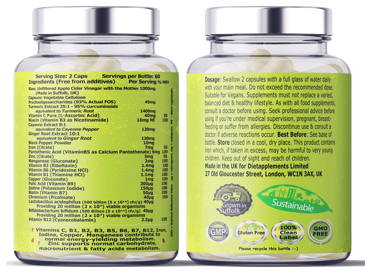 Raw Unfiltered Apple Cider Vinegar with the Mother, Vitamins & Minerals Complex