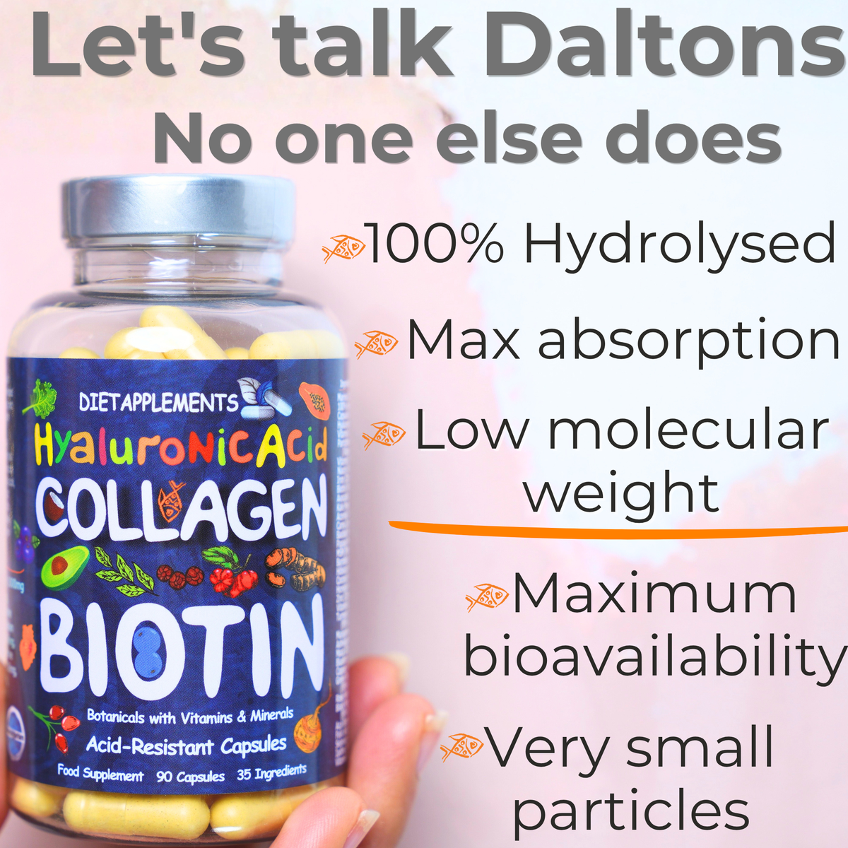 Complete Hair, Skin, Nails Supplement! Marine Collagen, Hyaluronic Acid, Biotin, Vitamins, Minerals, Superfood - 35 Ingredients