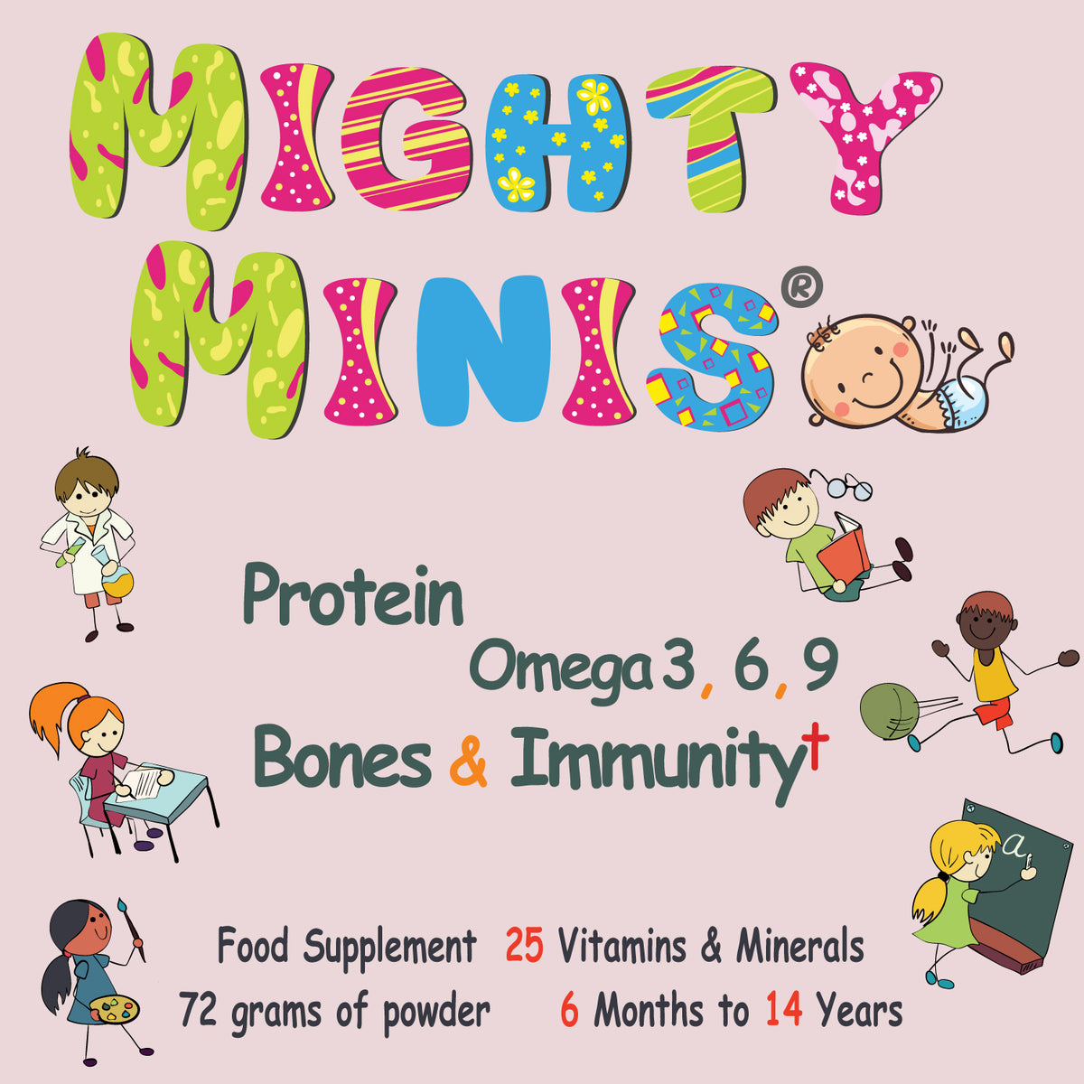 Mighty Minis Children Supplement - Complete Nutritional Complex - Vitamins, Minerals, Protein, Fibre, Omega 3, 6 & 9
