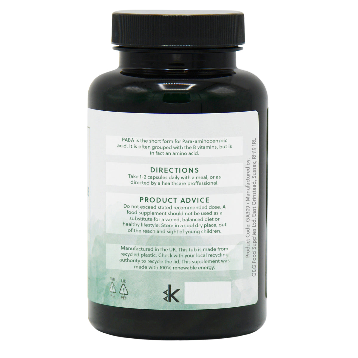 PABA (para-aminobenzoic acid) 300mg - 120 Vegan Capsules