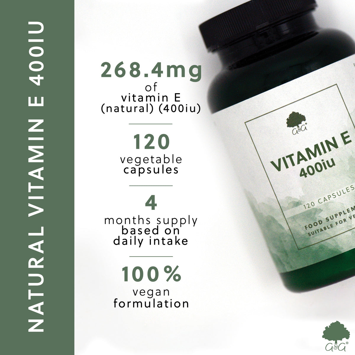 Natural Vitamin E 400iu - 120 Vegan Capsules