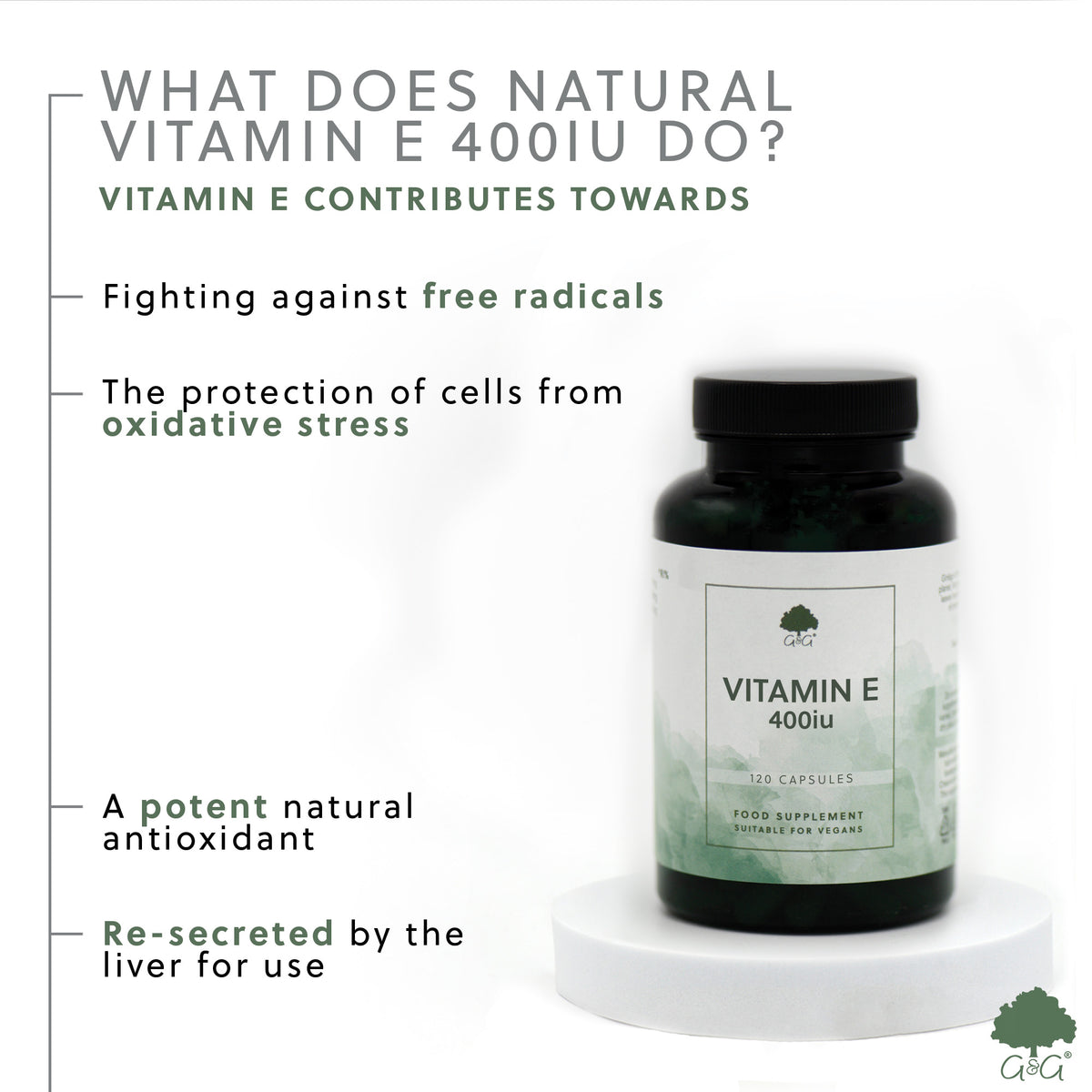 Natural Vitamin E 400iu - 120 Vegan Capsules