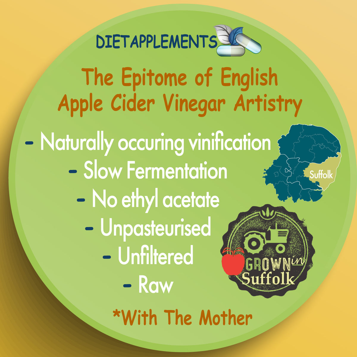 Raw Unfiltered Apple Cider Vinegar with the Mother, Vitamins & Minerals Complex