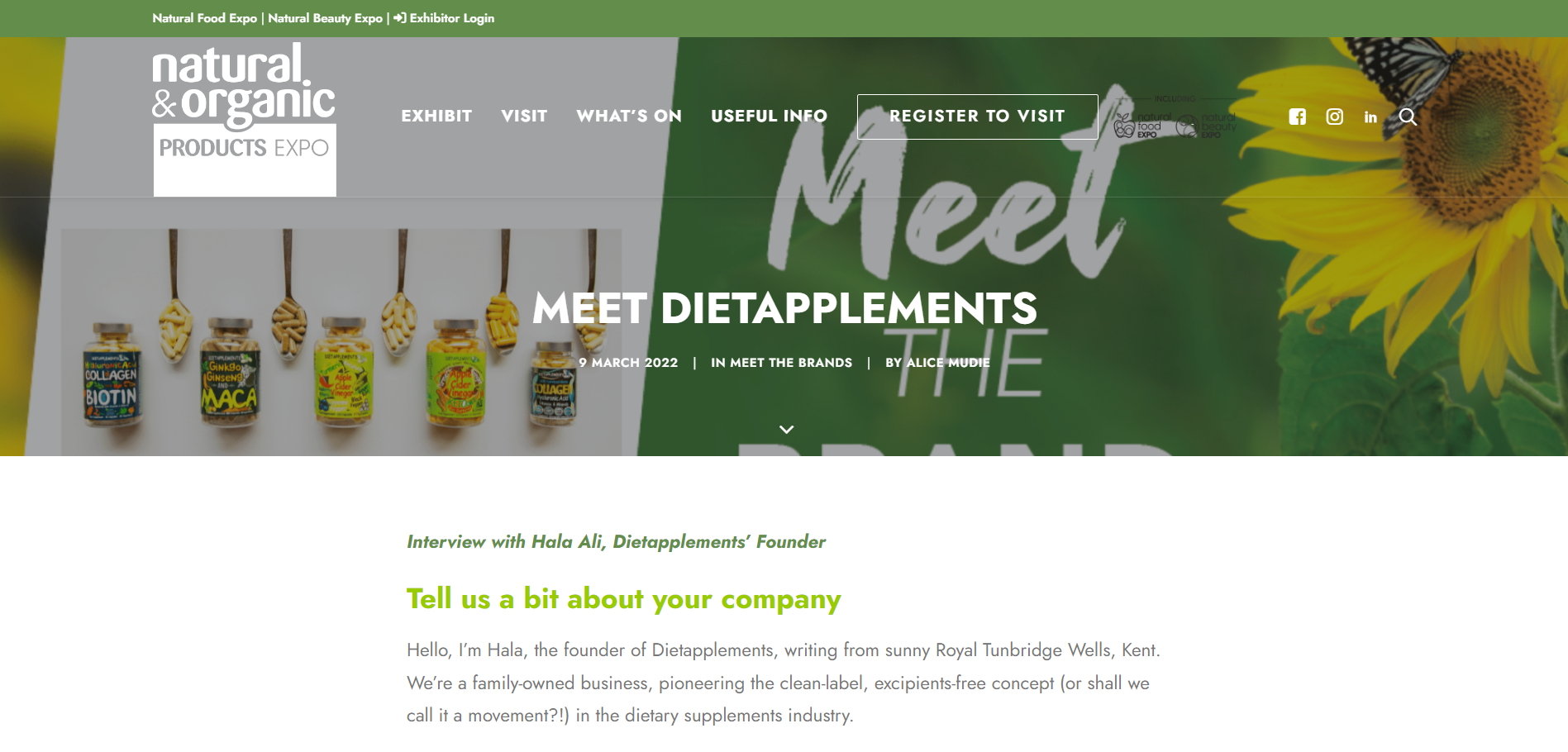 Dietapplements featured in Natural Organic Products Europe!