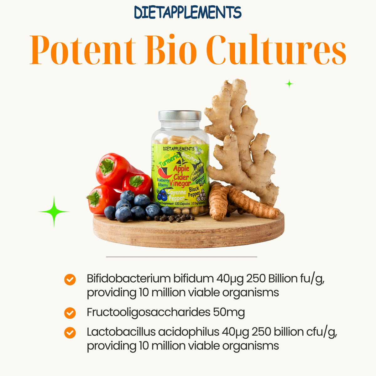 Apple Cider Vinegar with the Mother, Superfood, Biocultures & Berries Complex