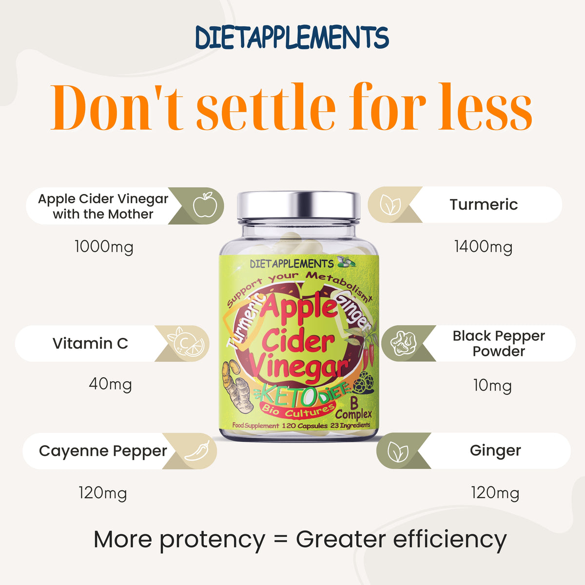 Raw Unfiltered Apple Cider Vinegar with the Mother, Vitamins & Minerals Complex