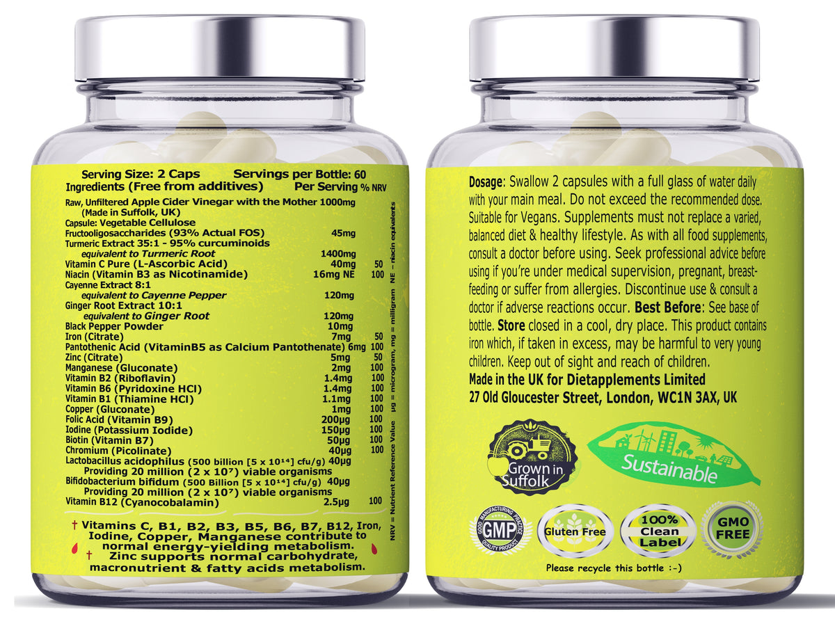 Raw Unfiltered Apple Cider Vinegar with the Mother, Vitamins & Minerals Complex