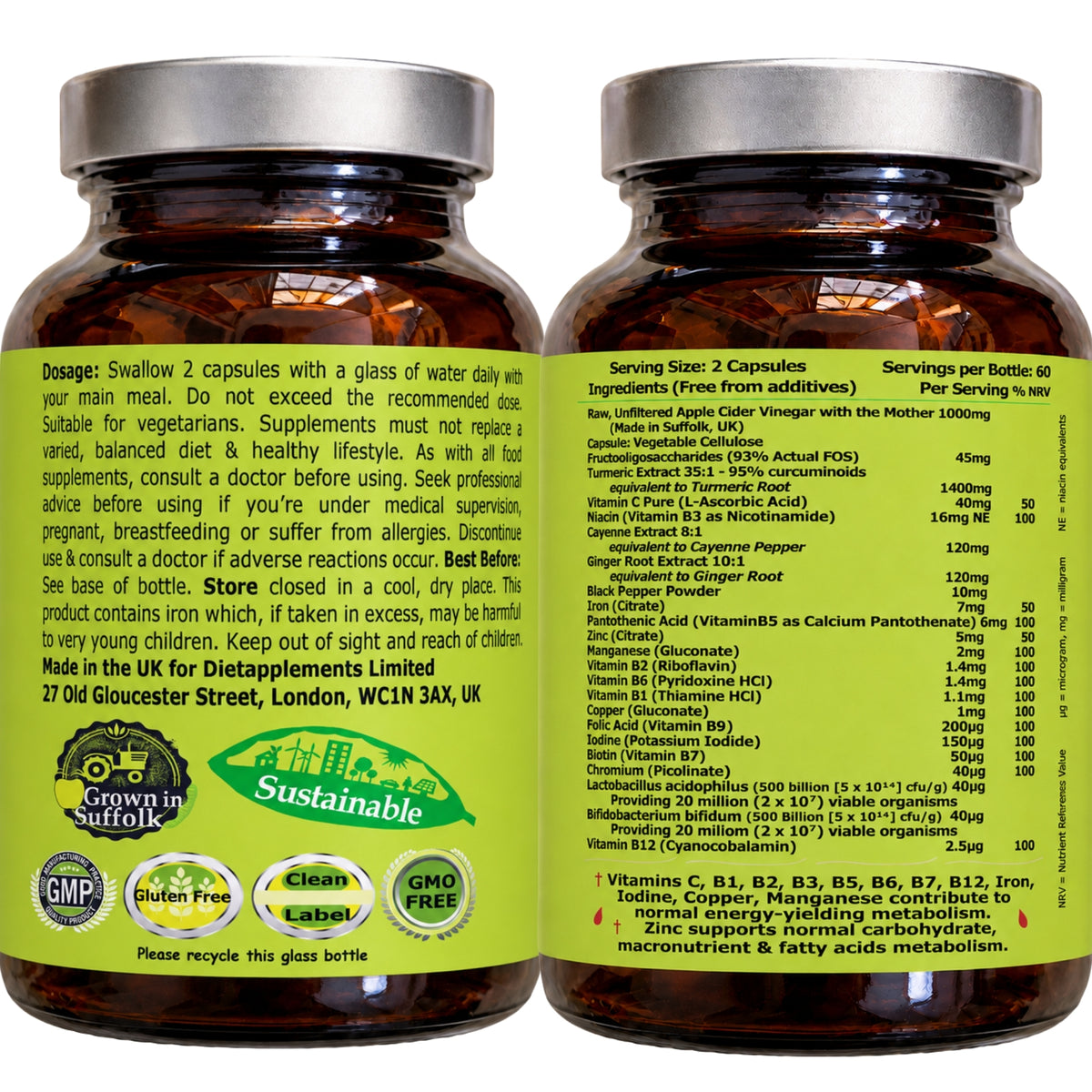 Raw Unfiltered Apple Cider Vinegar with the Mother, Vitamins & Minerals Complex