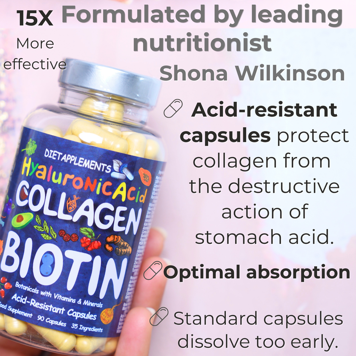 Complete Hair, Skin, Nails Supplement! Marine Collagen, Hyaluronic Acid, Biotin, Vitamins, Minerals, Superfood - 35 Ingredients