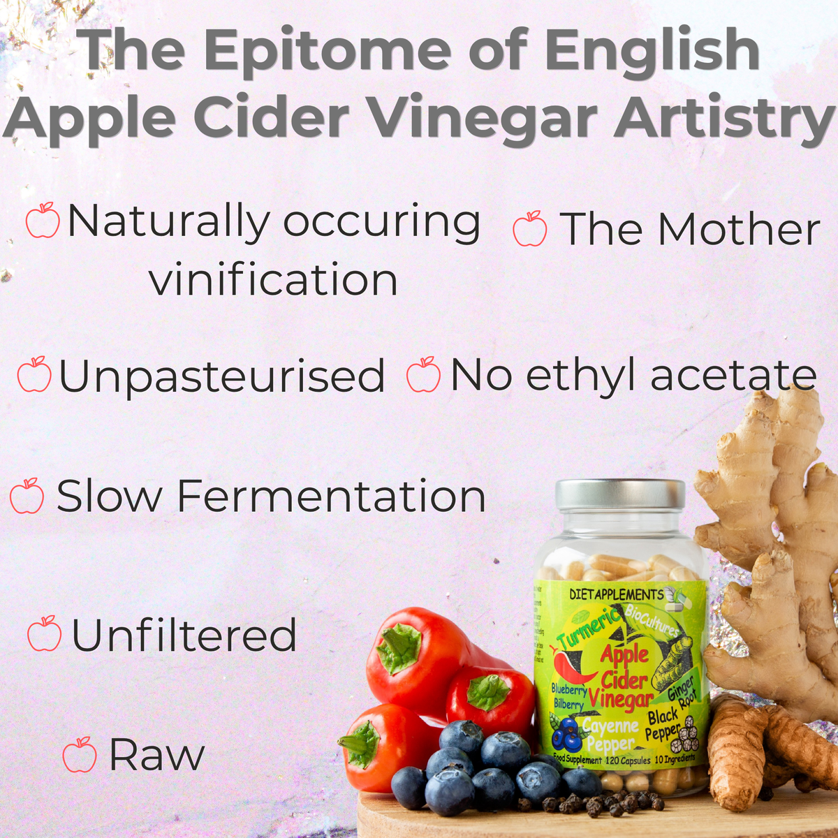 Apple Cider Vinegar with the Mother, Superfood, Biocultures & Berries Complex