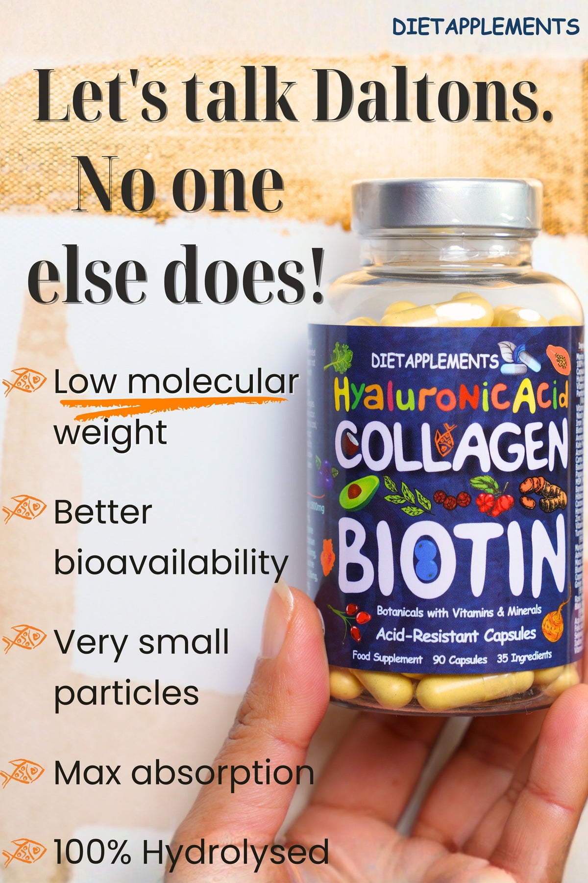 Complete Hair, Skin, Nails Supplement! Marine Collagen, Hyaluronic Acid, Biotin, Vitamins, Minerals, Superfood - 35 Ingredients