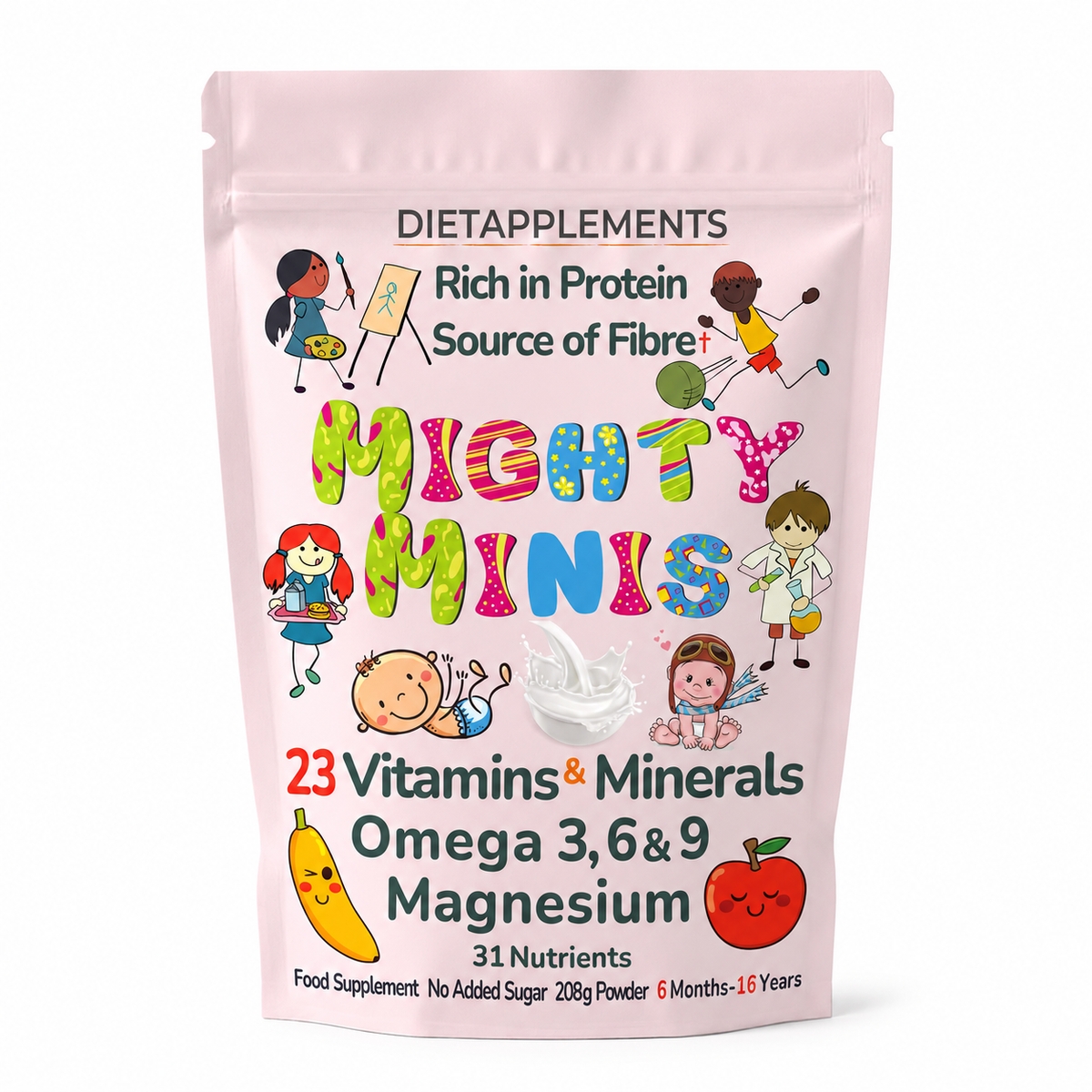 Mighty Minis Children Supplement - Complete Nutritional Complex - Vitamins, Minerals, Protein, Fibre, Omega 3, 6 & 9