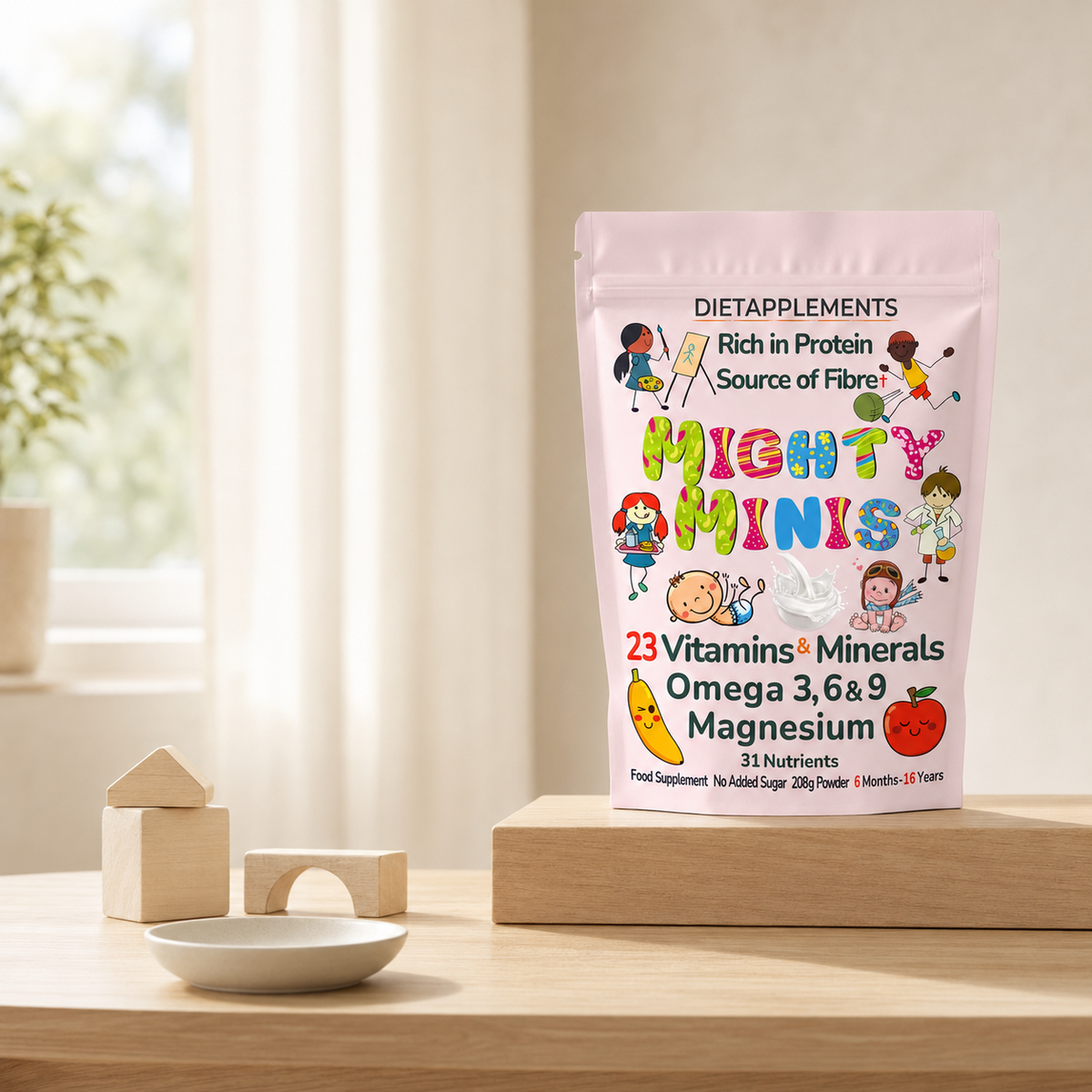 Mighty Minis Children Supplement - Complete Nutritional Complex - Vitamins, Minerals, Protein, Fibre, Omega 3, 6 & 9