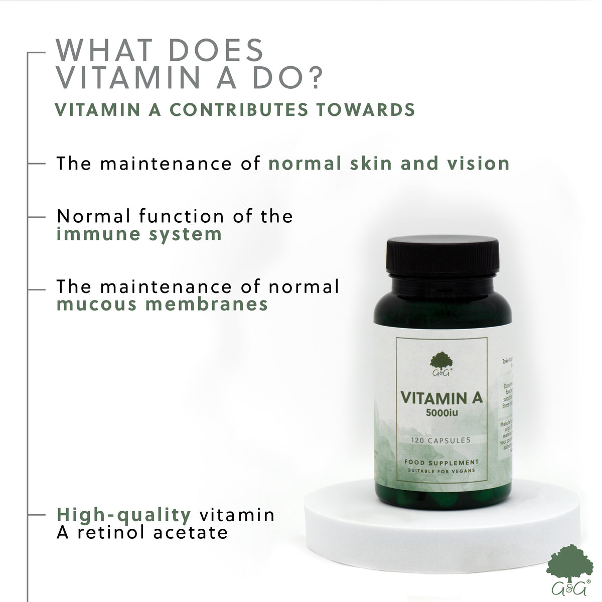 Vitamin A (Retinol) 5000iu - 120 Vegan Capsules