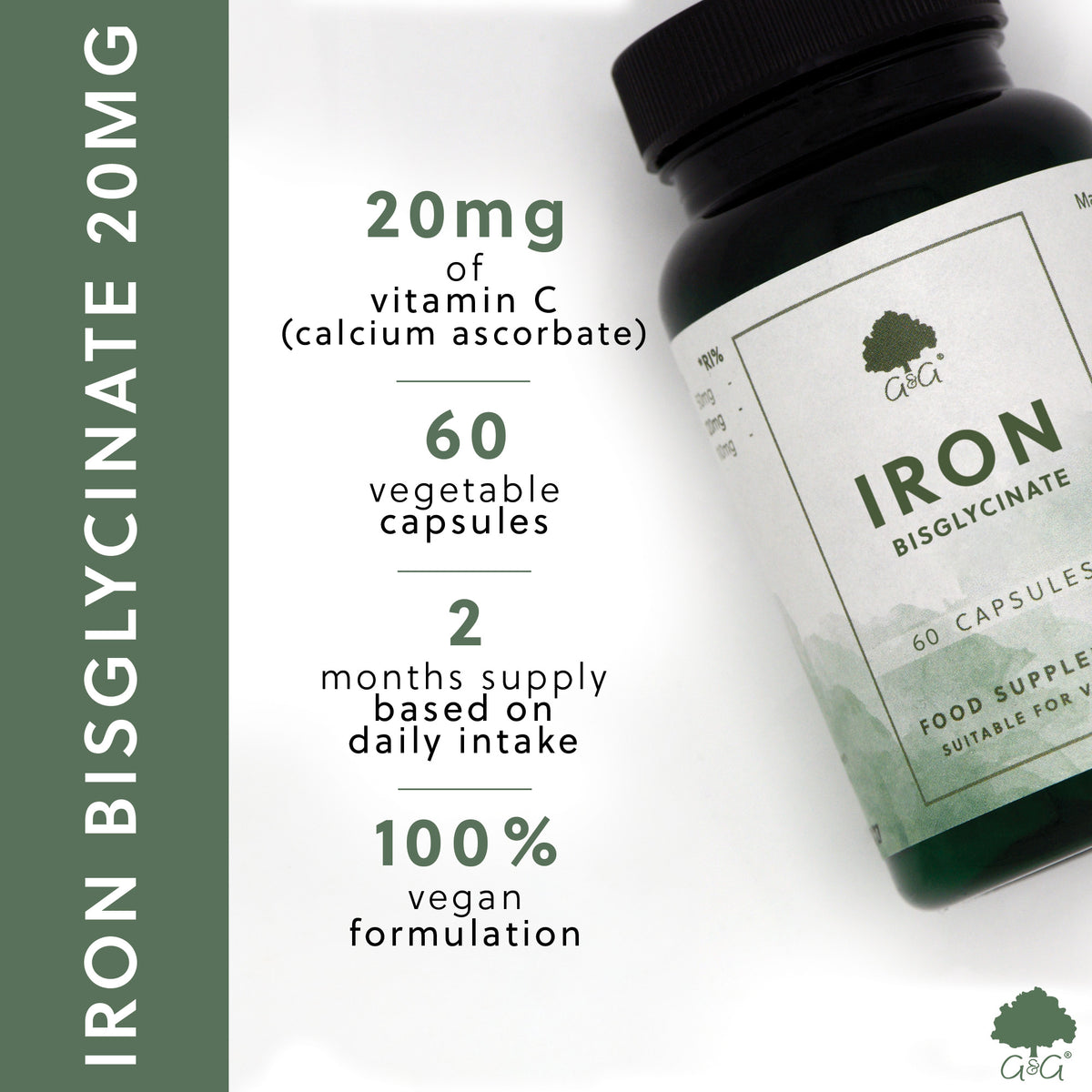 Iron Bisglycinate 20mg - 60 Vegan Capsules