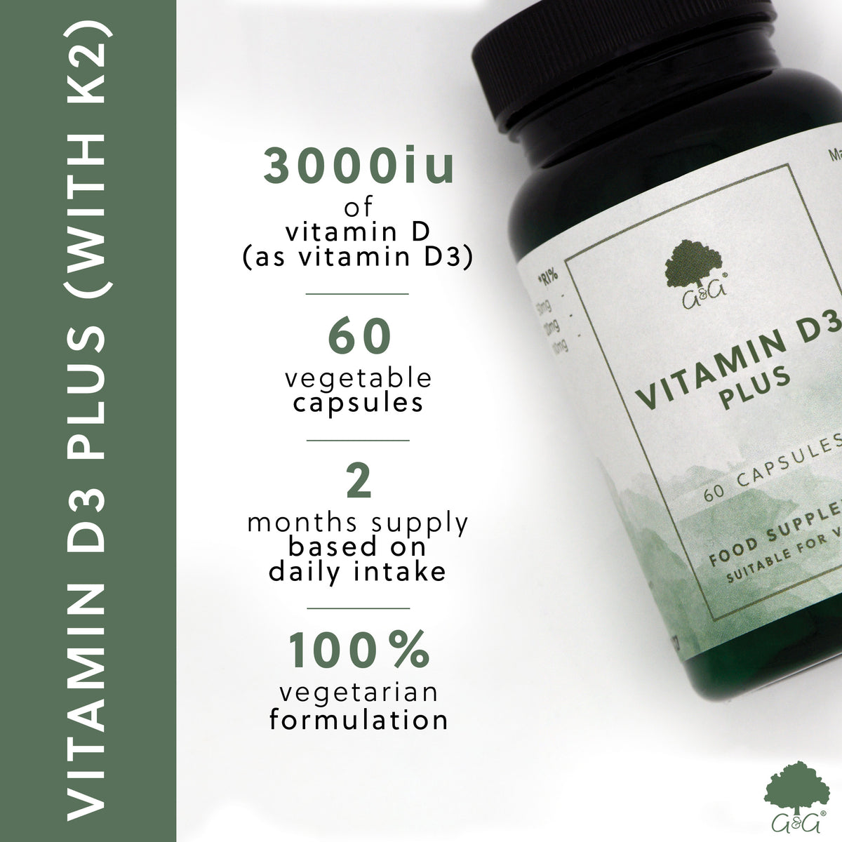 Vitamin D3 Plus (with K2) - 60 capsules