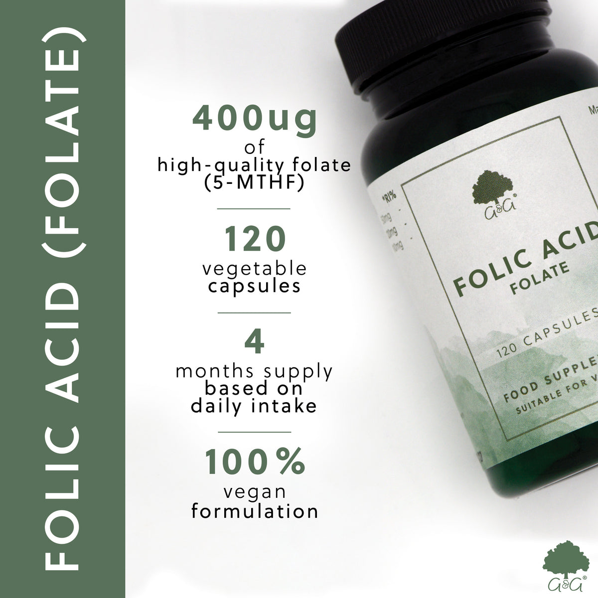 Folic Acid (Folate) - 120 Vegan Capsules