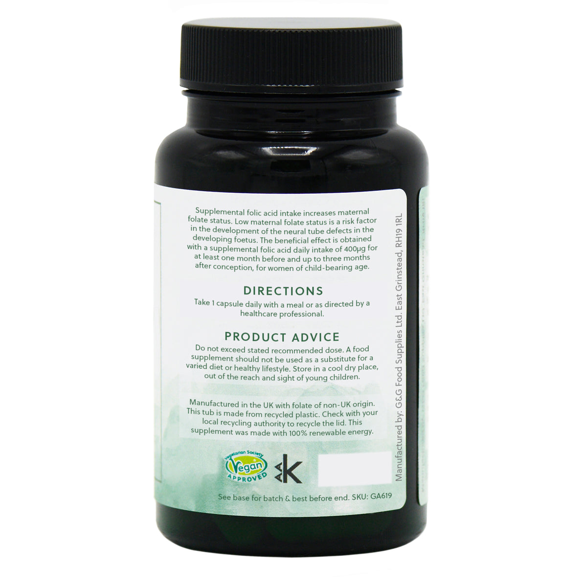 Folic Acid (Folate) - 120 Vegan Capsules