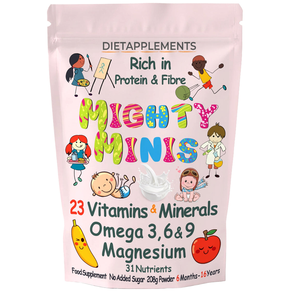 Mighty Minis Children Supplement - Complete Nutritional Complex - Vitamins, Minerals, Protein, Fibre, Omega 3, 6 & 9