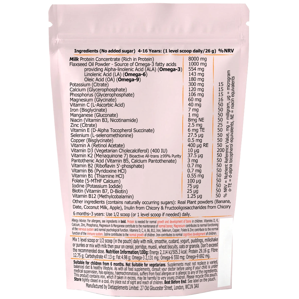 Mighty Minis Children Supplement - Complete Nutritional Complex - Vitamins, Minerals, Protein, Fibre, Omega 3, 6 & 9