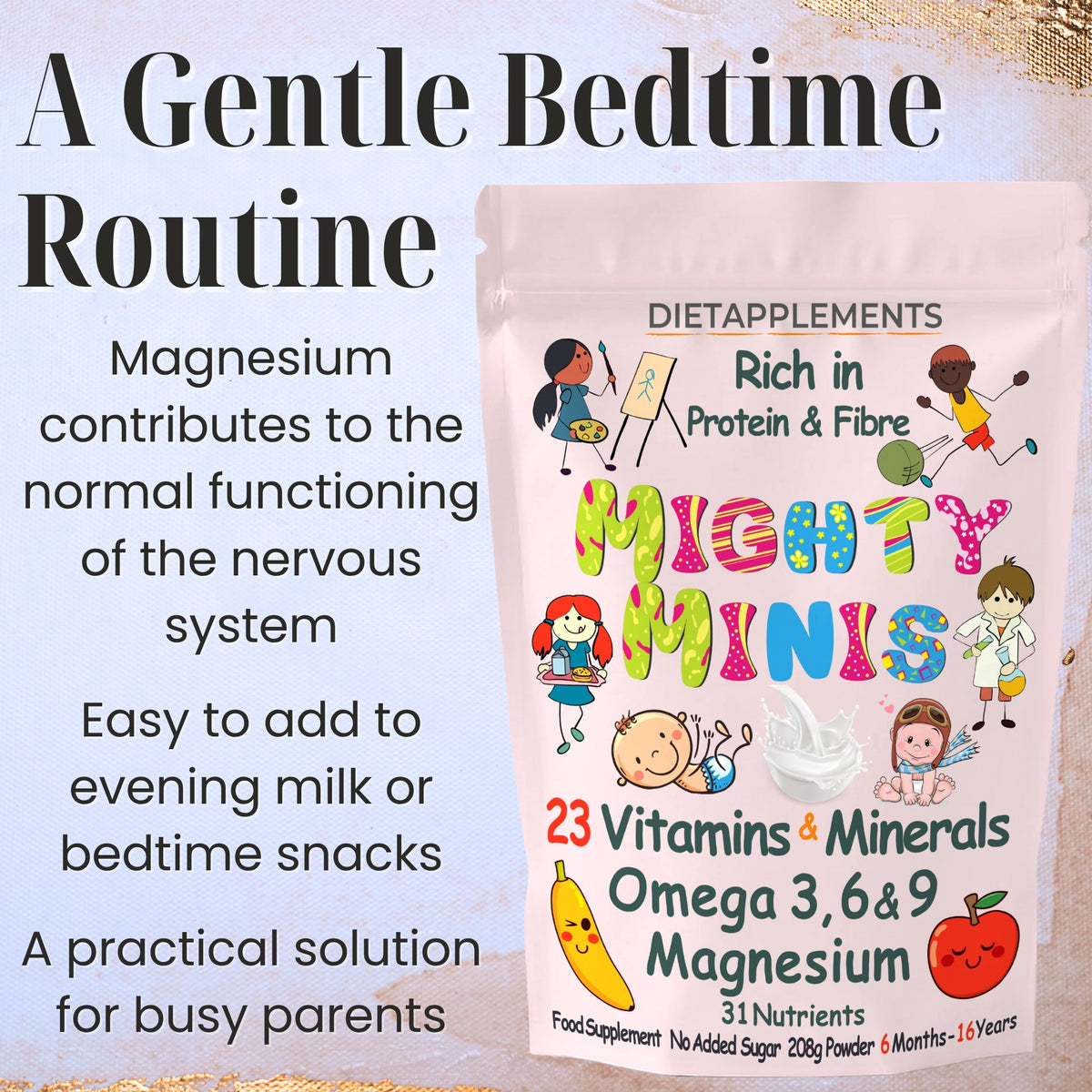 Mighty Minis Children Supplement - Complete Nutritional Complex - Vitamins, Minerals, Protein, Fibre, Omega 3, 6 & 9