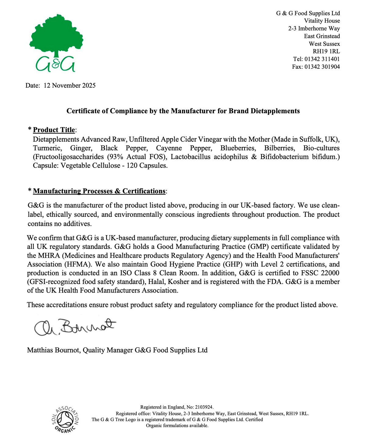 Apple Cider Vinegar with the Mother, Superfood, Biocultures & Berries Complex