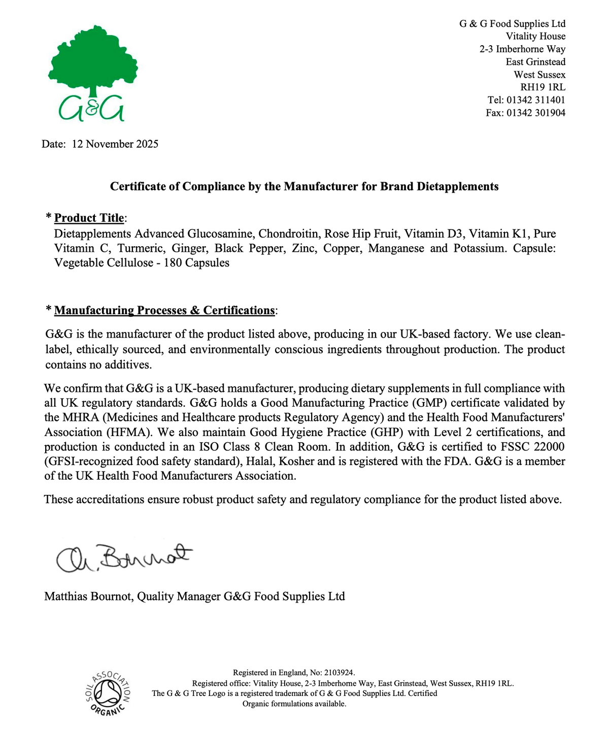 Glucosamine, Chondroitin, Turmeric, Vitamins & Minerals Complex