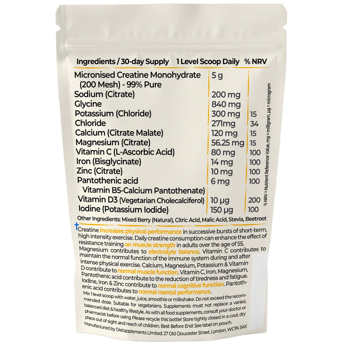 Complete Sports & Cognition Creatine, Electrolytes With 11 Vitamins & Minerals